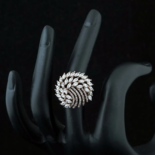 Geometric Zirconia Cocktail Ring