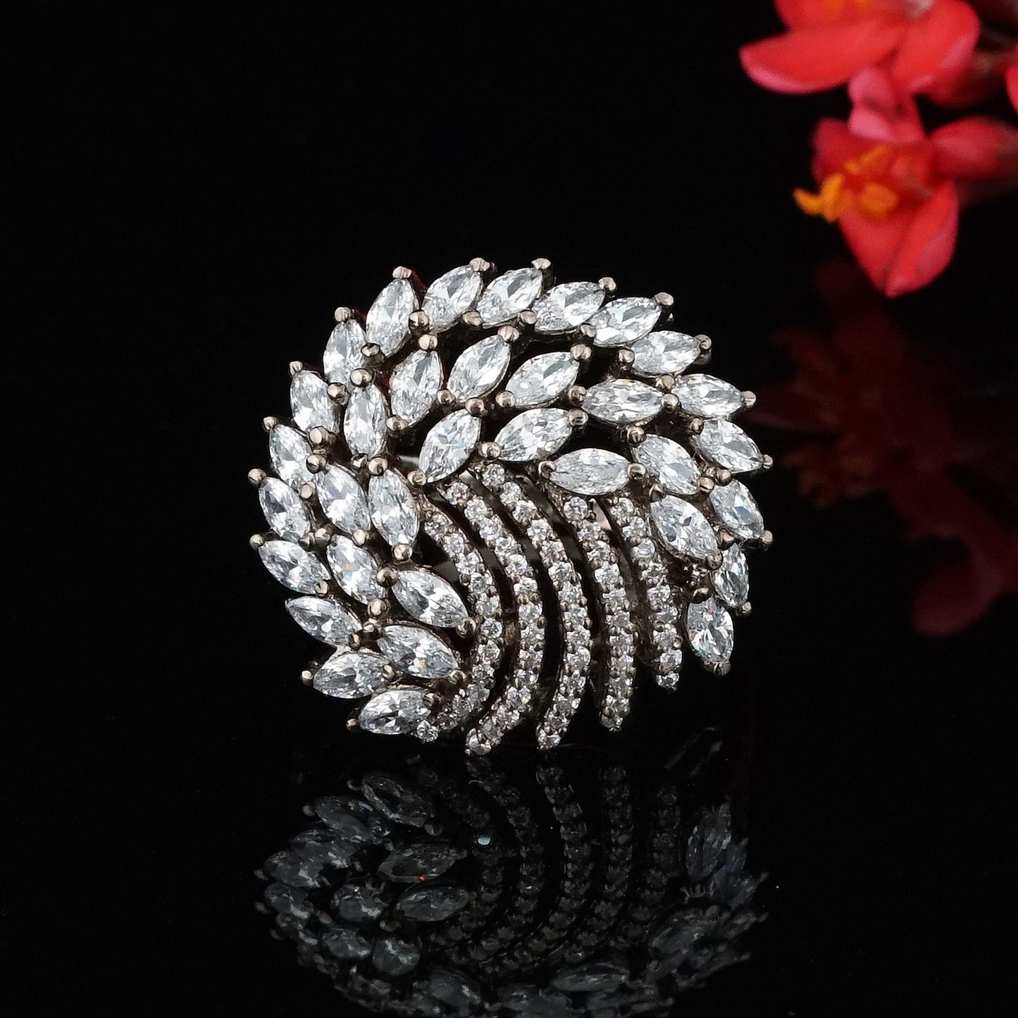 Geometric Zirconia Cocktail Ring