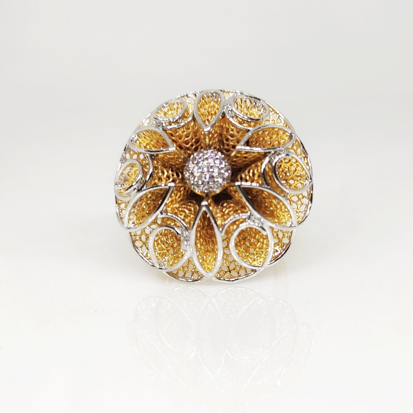 Dual Tone Floral Ring