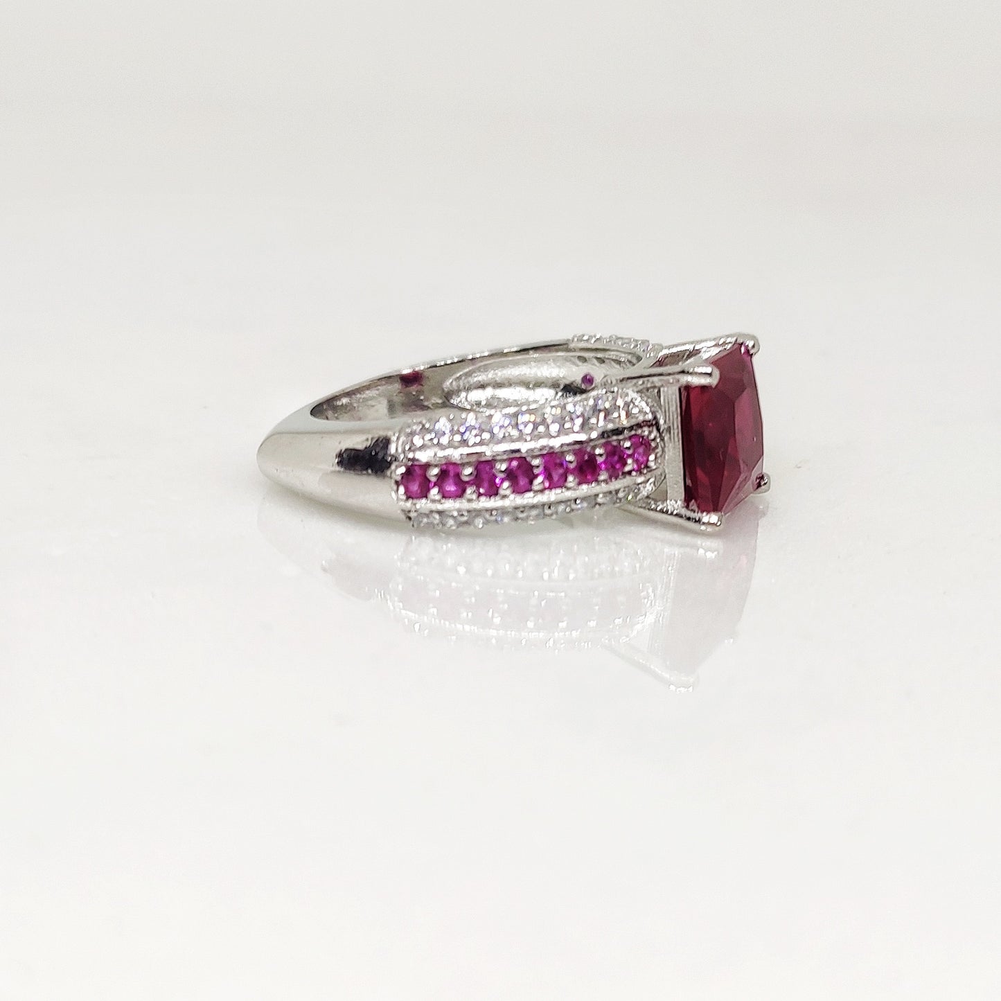 Ruby Quartz 925 Silver Ring