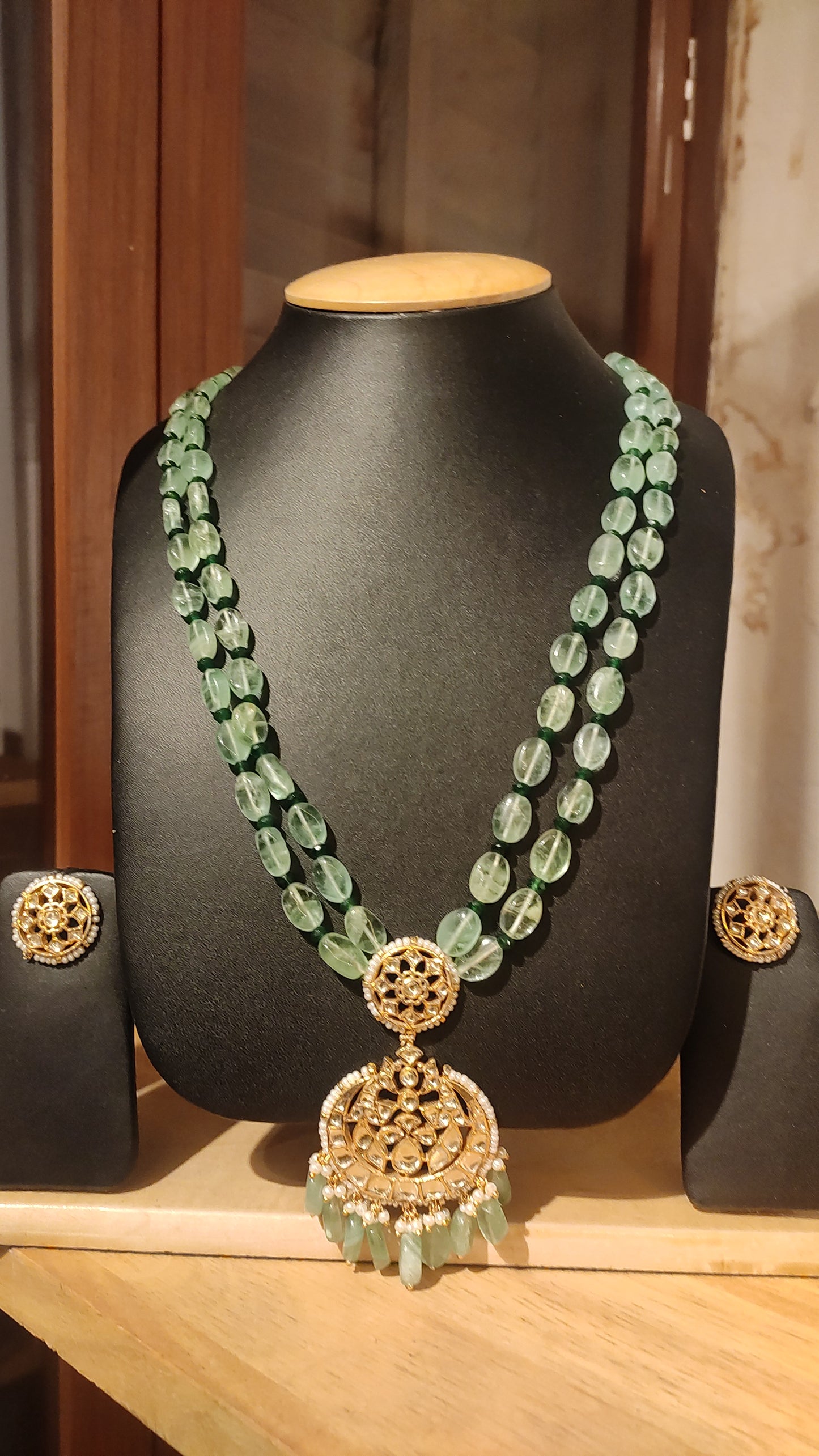 Jade kundan pure Silver Necklace