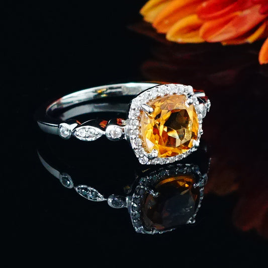 Citrine Proposal ring,925 sterling silver ring,Perfect Halo ring,Valentines gift,for every occassion,for everyone,Mothersdaygift