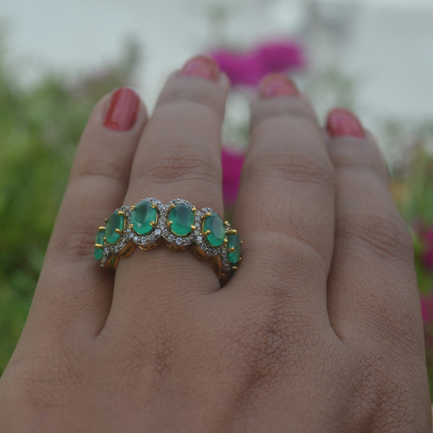 Green onyx Ring in Gold Over 925 Sterling Silver For Woman,Wedding Ring,Gift for Her,Mothersdaygift